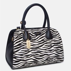 Authentic Moncrief London Zebra Hair Leather Handbag